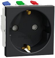 Розетка с заземлением без рамки Schneider Electric Unica Modular 1-м. шторки антрацит